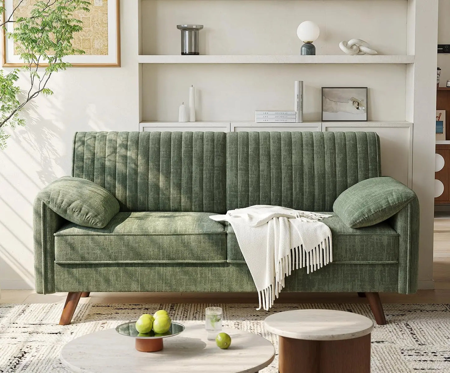 64.5" Loveseat Sofa, Chenille, with Padded Arms