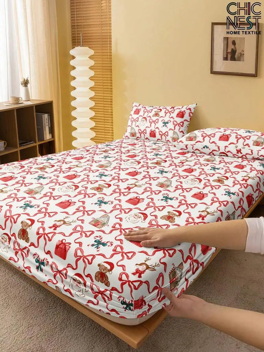 Black Heart Print Fitted Sheet