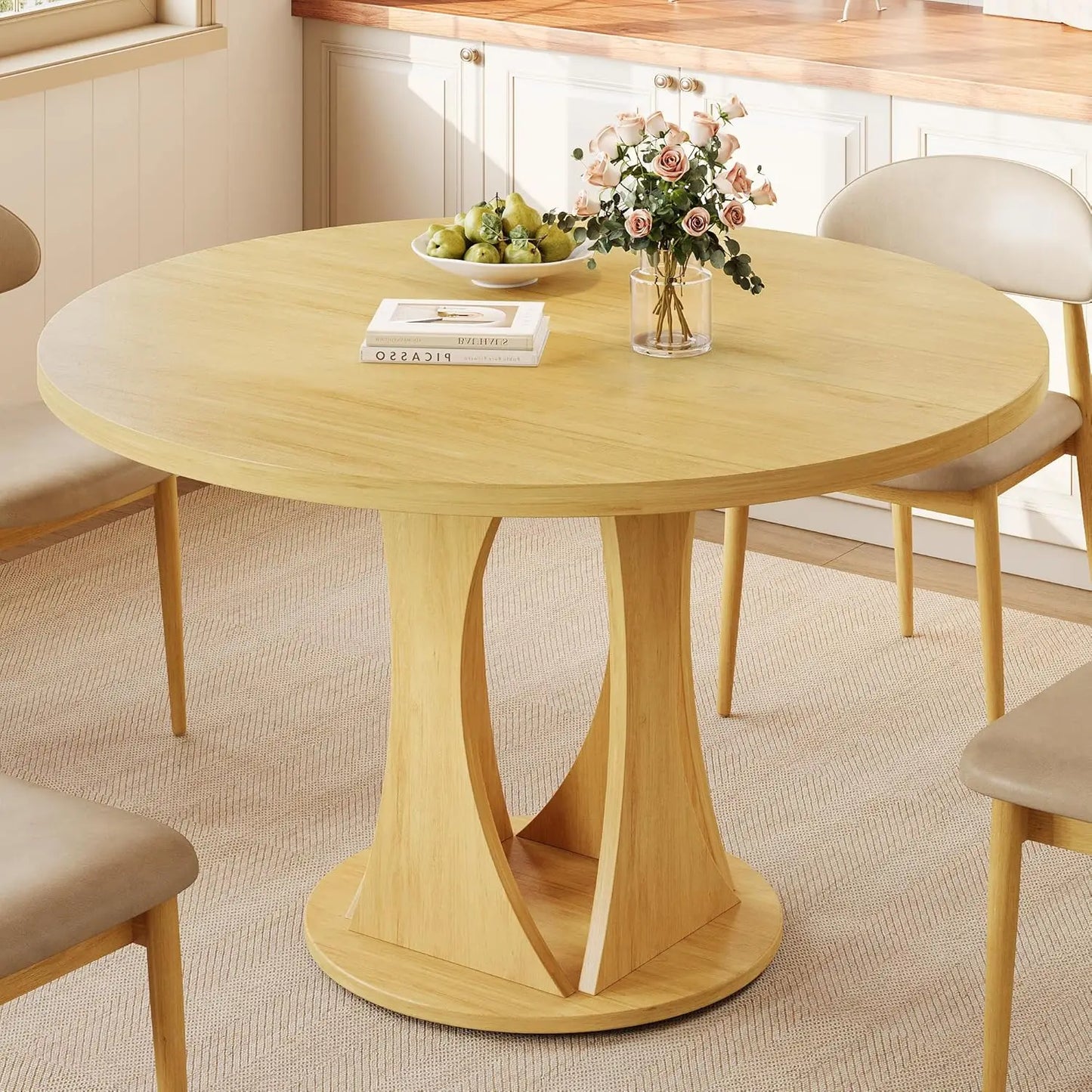 Round Dining Table for 4-6, Kitchen Table