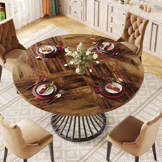Round Dining Table for 4-6 People, 47-Inch