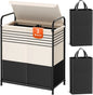 Double-Section Laundry Basket with Lid & Removable Bags, 120L Portable Hamper for Bedroom, Bathroom, Dorm