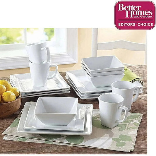 16 Piece Porcelain Dinnerware Set, White