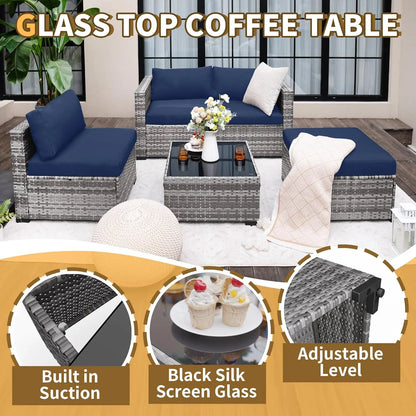 5 Piece Patio Furniture Set, Wicker