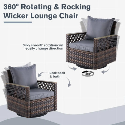 3 Pcs Patio Bistro Set with Table Set, Wicker Patio Furniture Set