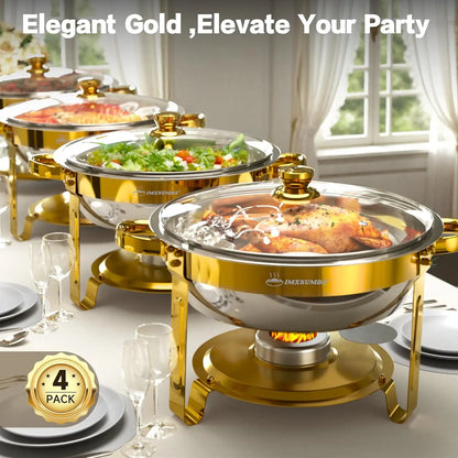 Chafing Dish Buffet Set, 6QT, Gold, Round