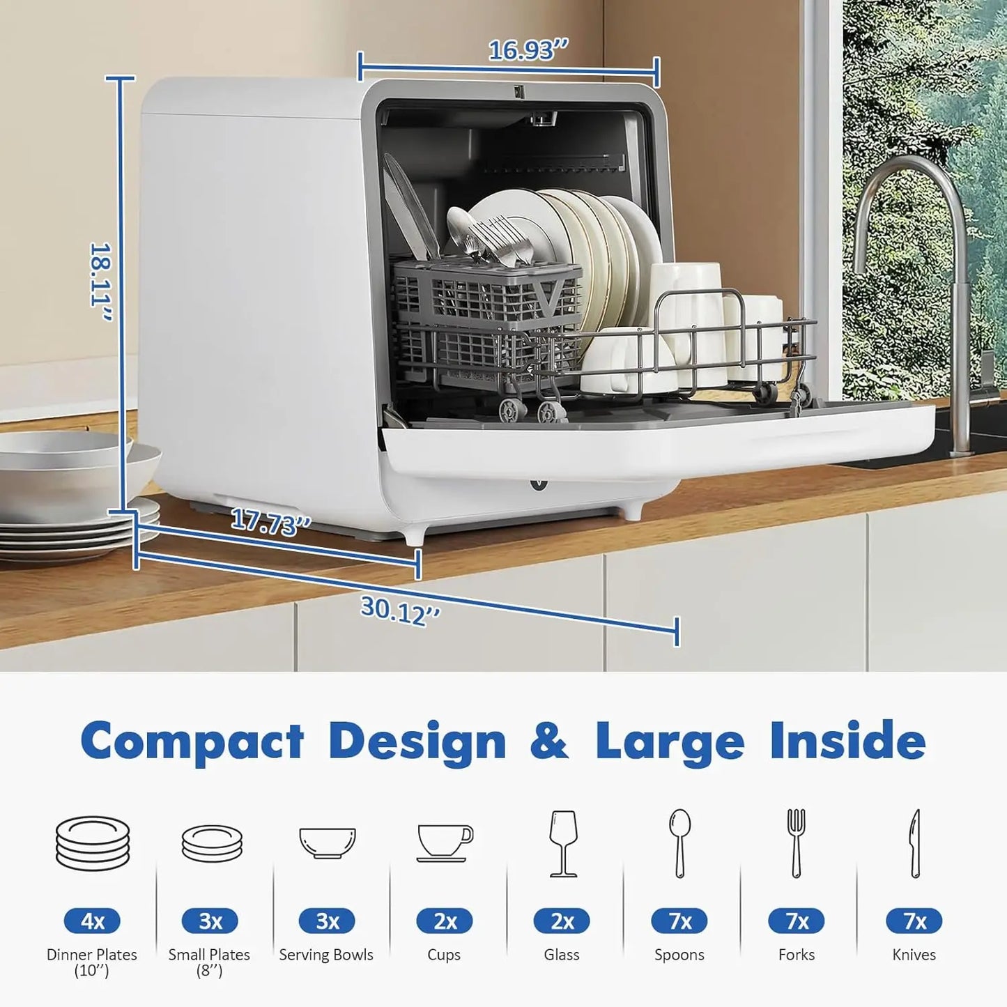 120V/900W Portable Dishwasher, Countertop