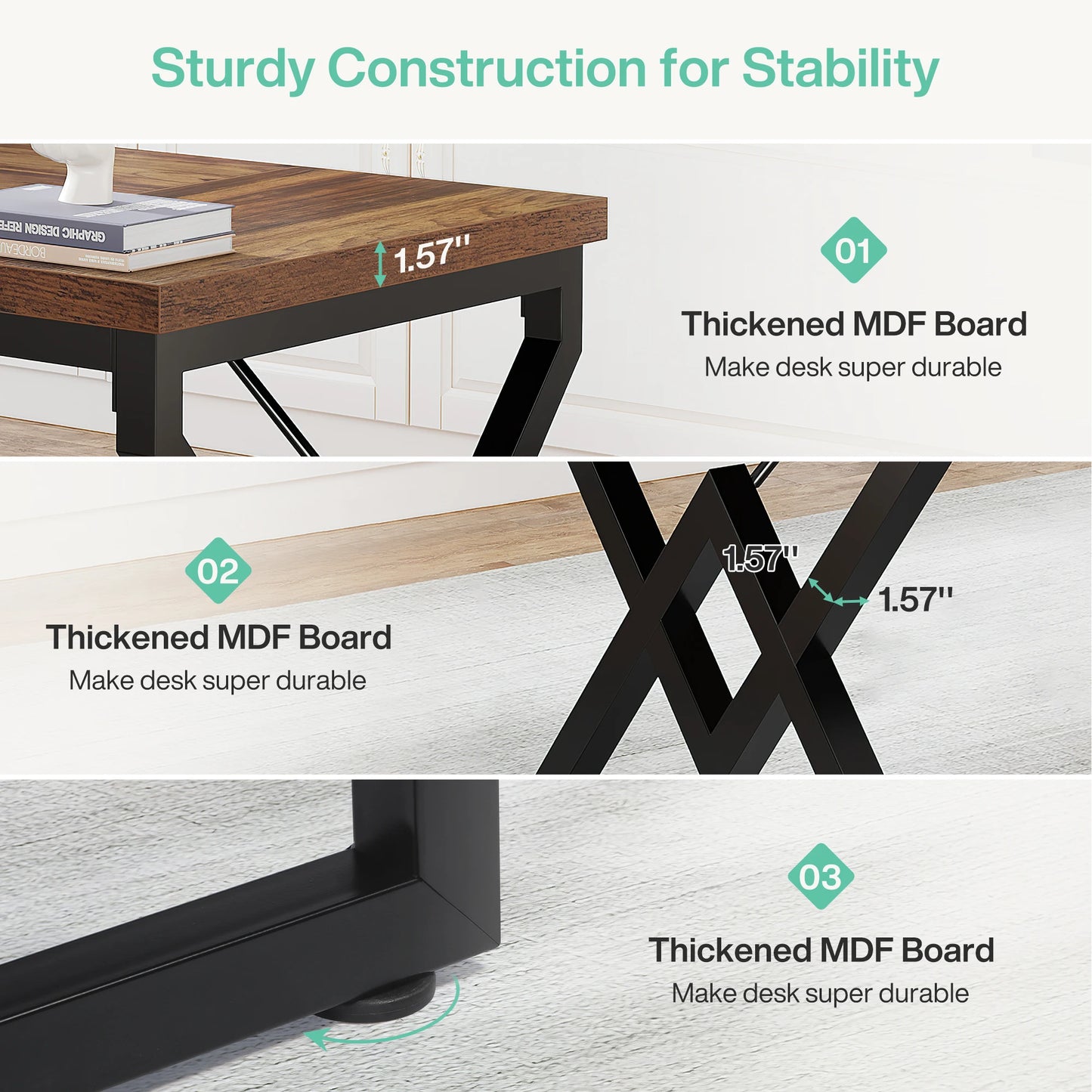Tribesigns 63" Large Industrial Executive Desk