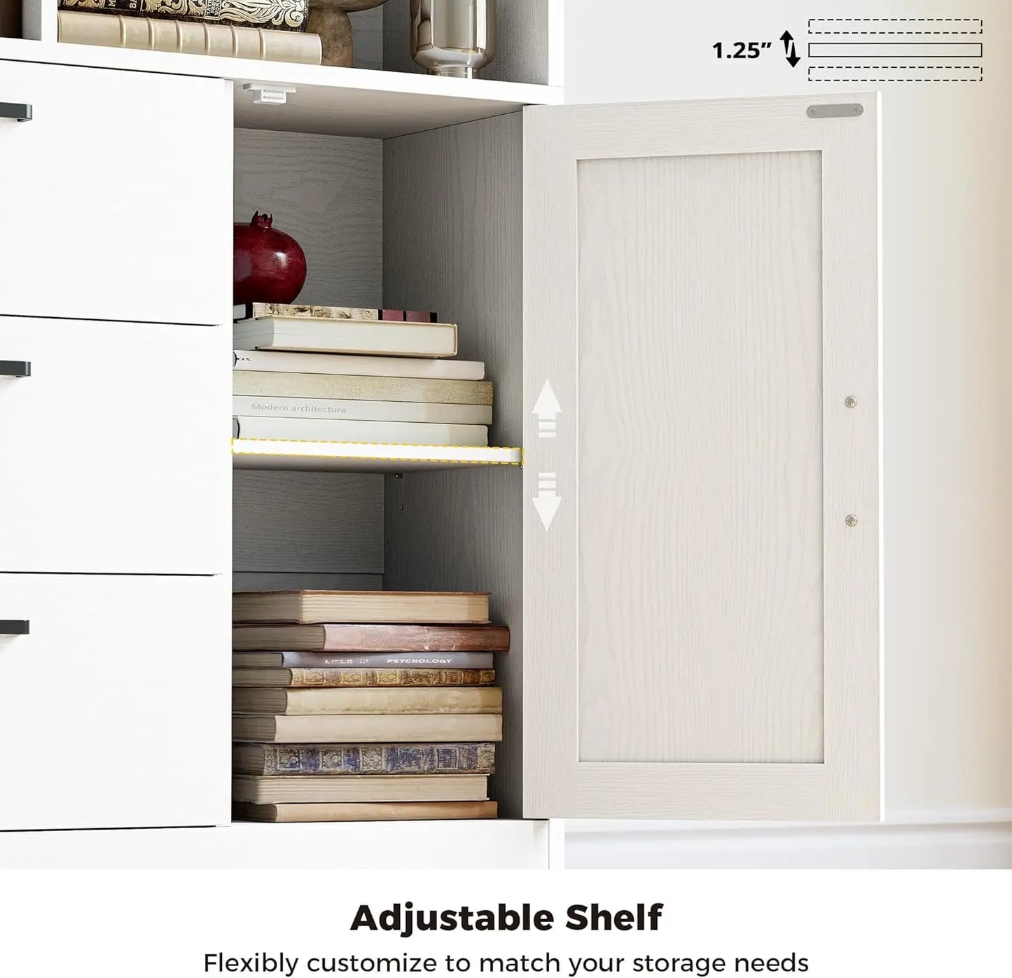 70.9 inch Tall Bookcase with Drawers & Doors, Cube Bookshelves