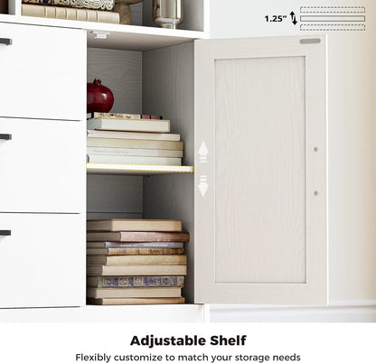 70.9 inch Tall Bookcase with Drawers & Doors, Cube Bookshelves
