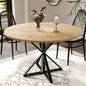 47" Round Dining Table for 4, Wood Top, Metal Pedestal