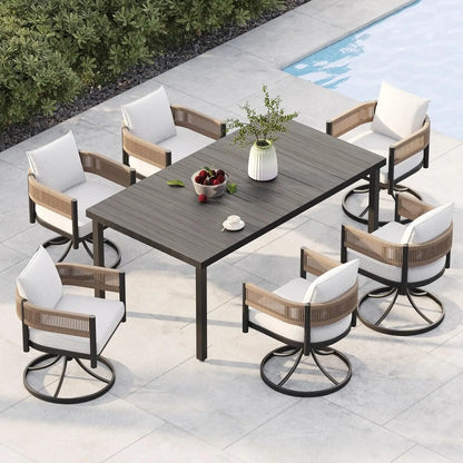 Outdoor Dining Set for 6, 7 PCS Patio Table and Chairs Set