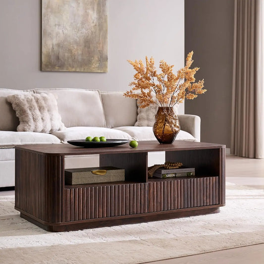 51" Fluted Coffee Table with Storage,