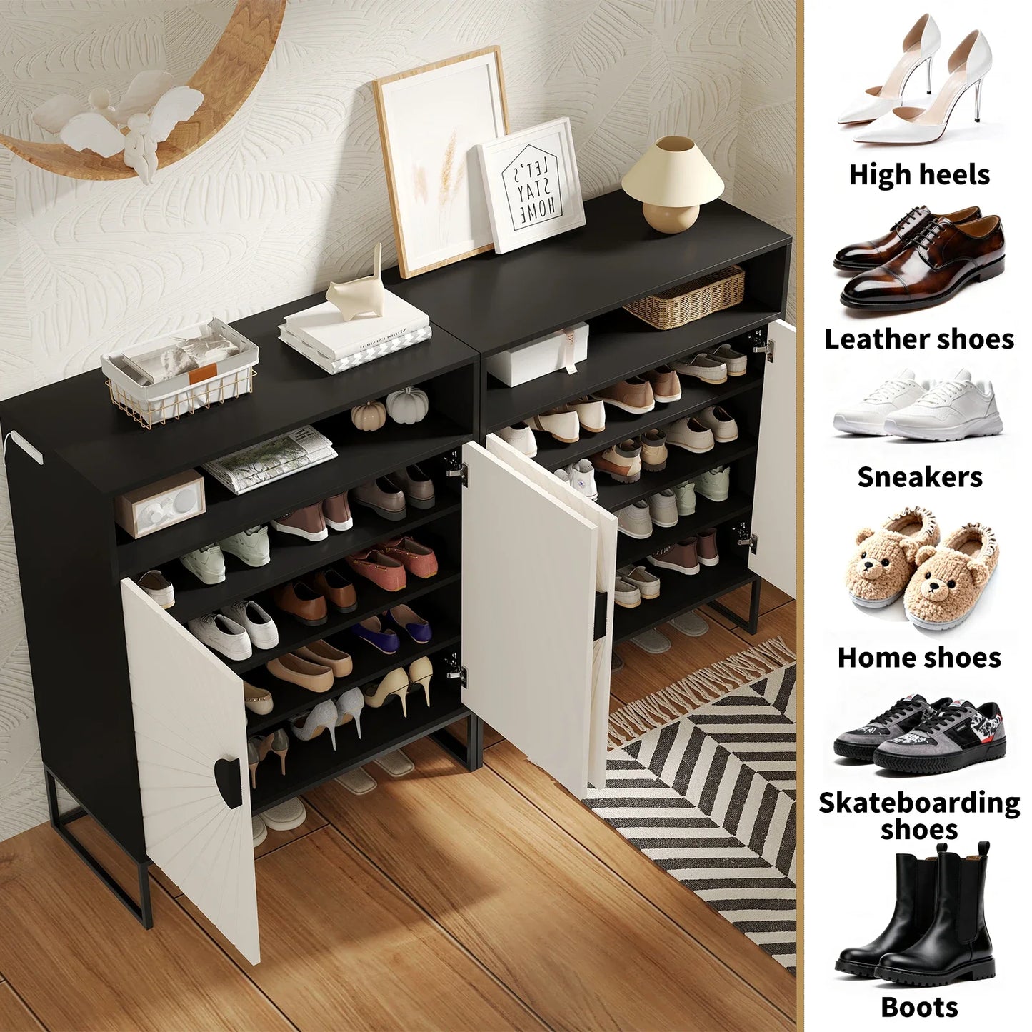 Wooden Shoe Cabinet with Lights