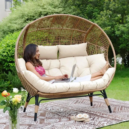 Lounge Chairs-Double Egg Chair Indoor Outdoor Stationary