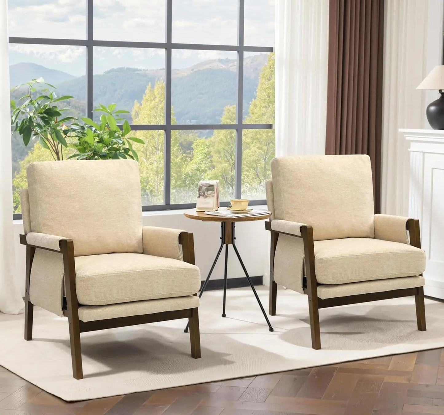 Accent Chairs Set of 2, Modern Arm Chairs