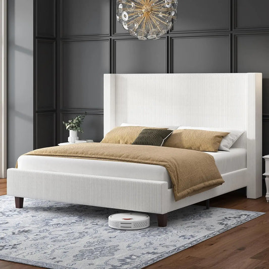 King Size Platform Bed Frame, Wingback