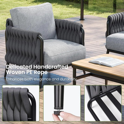 Outdoor Patio Furniture Set 6-Piece, Outdoor 5-Seat Sofa with Coffee Table,