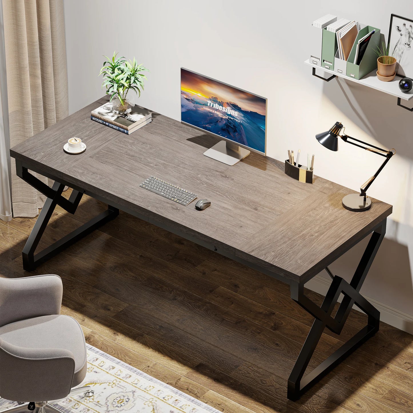 Tribesigns 63" Large Industrial Executive Desk