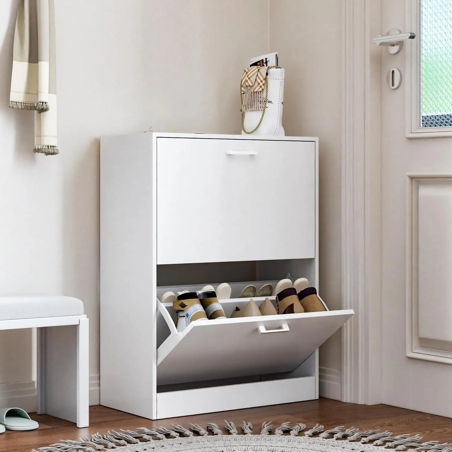 Shoe Cabinet with 2 or 3 Flip Drawers