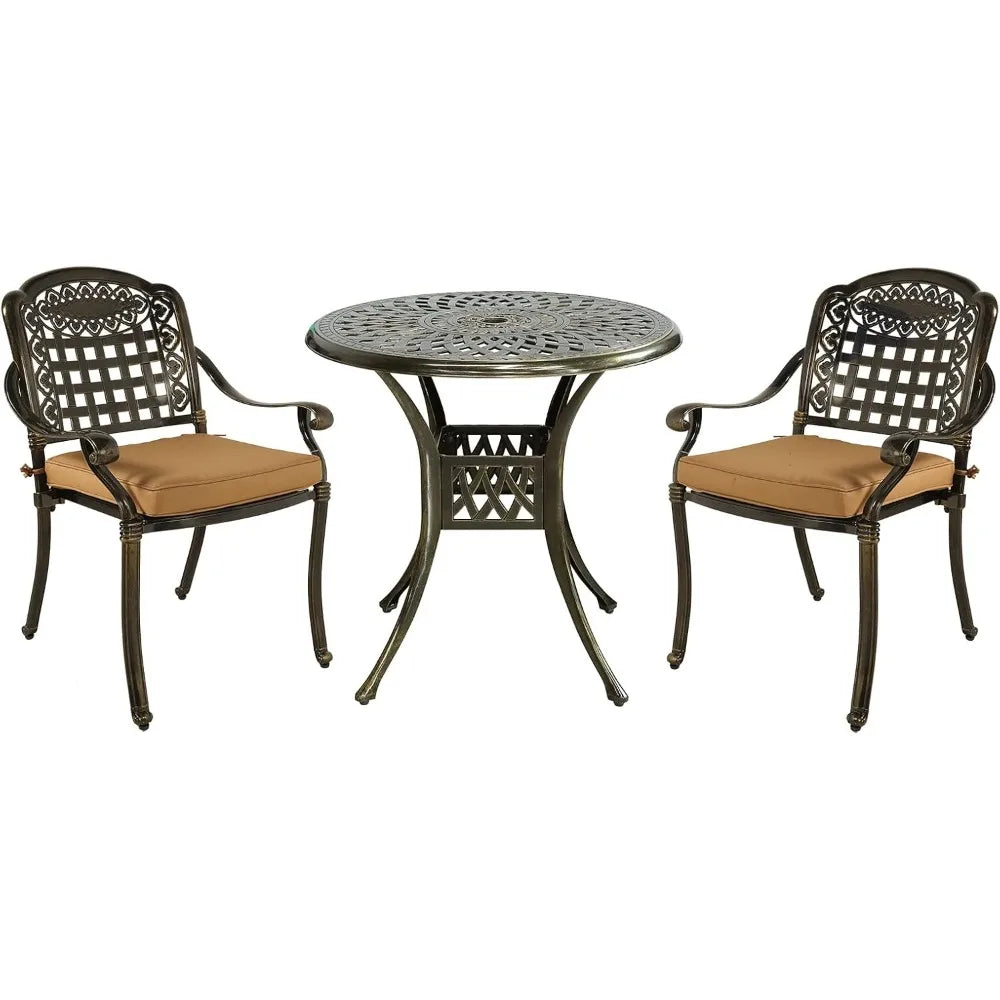 3 Piece Outdoor Patio Set, Cast Aluminum