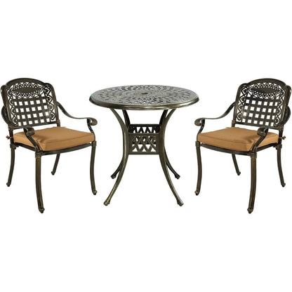 3 Piece Outdoor Patio Set, Cast Aluminum