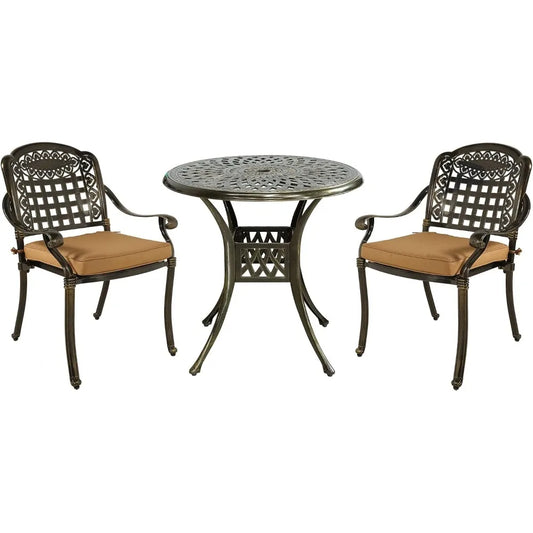 3 Piece Outdoor Patio Set, Cast Aluminum