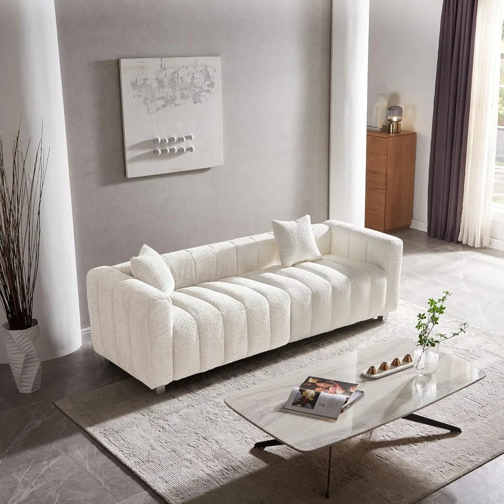87.4'' Modern 3-Seater Sofa Bubble Couch, Velvet