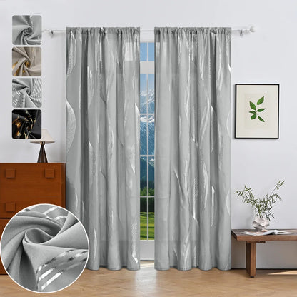 2pcs Luxury Marble Pattern Curtains with Rod Pocket, Blackout Curtains for Living Room, Bedroom, Home Decor, Window Curtains