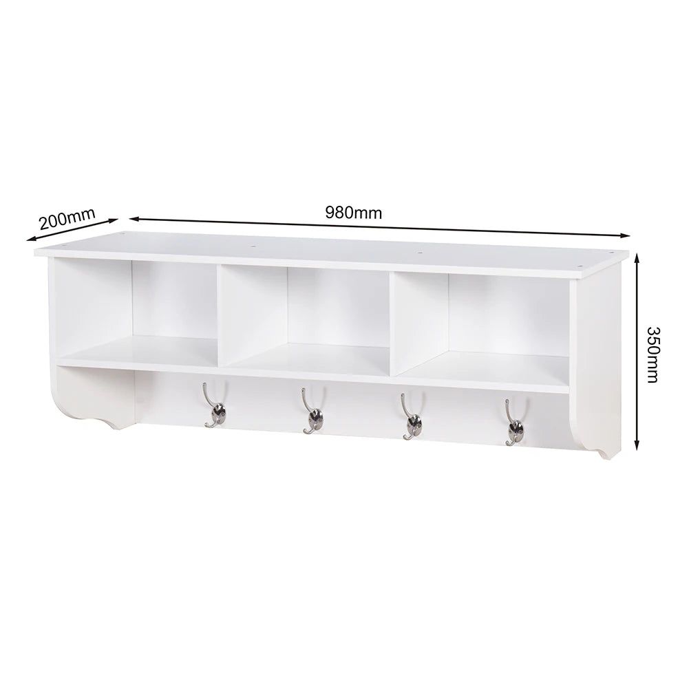 Wall-Mounted Coat Hooks With Storage Shelf