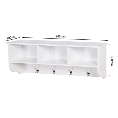 Wall-Mounted Coat Hooks With Storage Shelf