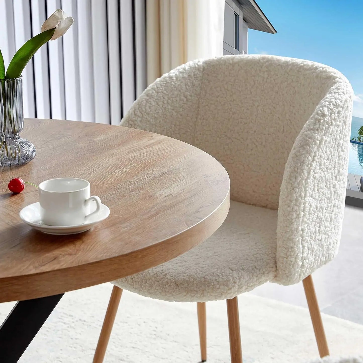 3 Pieces Dining Table Set for 2, Round  Tabletop