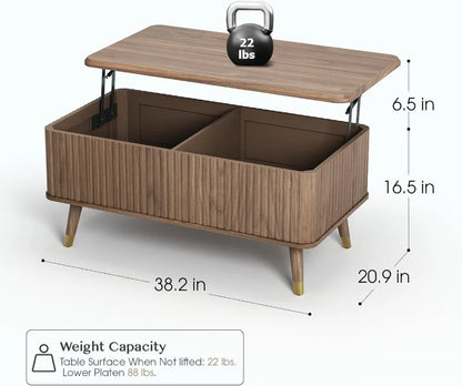 Lift Top Coffee Table with Storage, Mid Century Modern