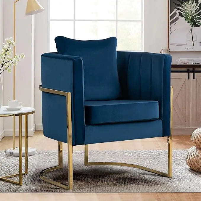 Mid-Century Velvet Accent Chair with Barrel Arms