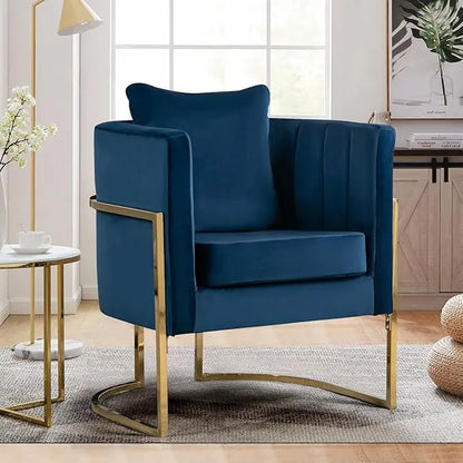 Mid-Century Velvet Accent Chair with Barrel Arms