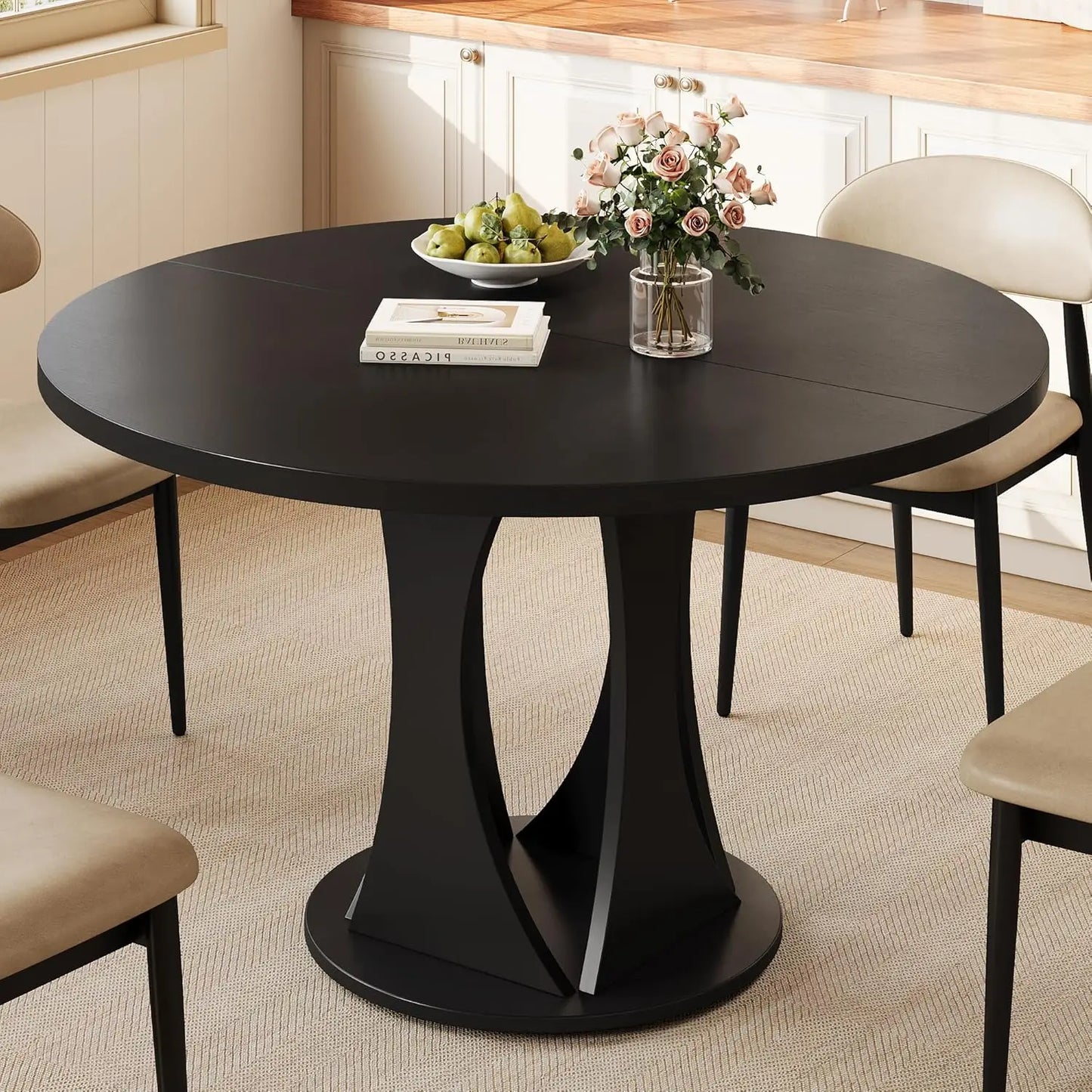Round Dining Table for 4-6, Kitchen Table