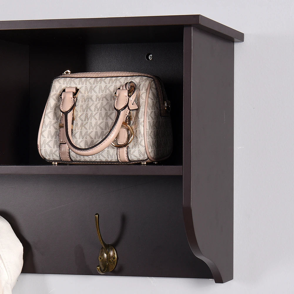 Wall-Mounted Coat Hooks With Storage Shelf