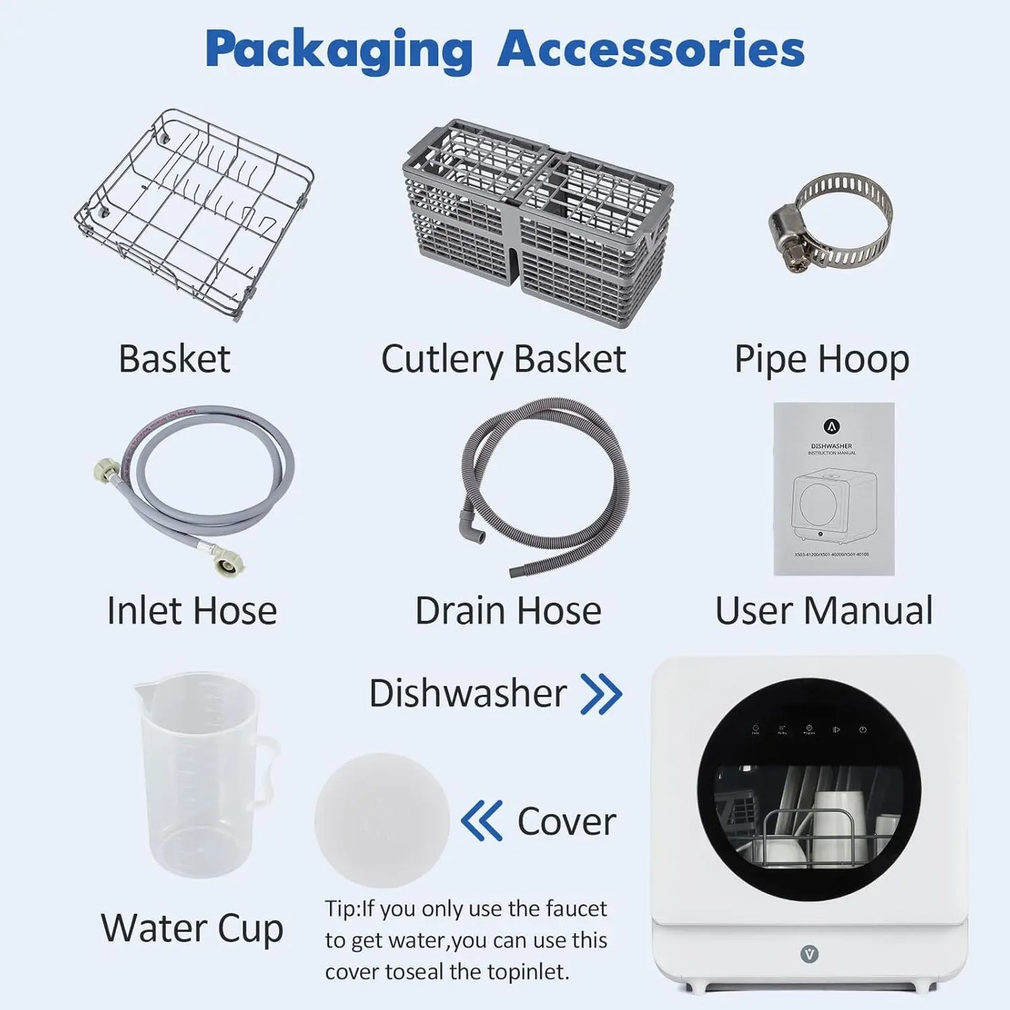 120V/900W Portable Dishwasher, Countertop