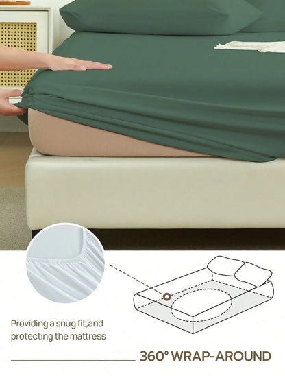 1PC Solid Color Fitted Sheet