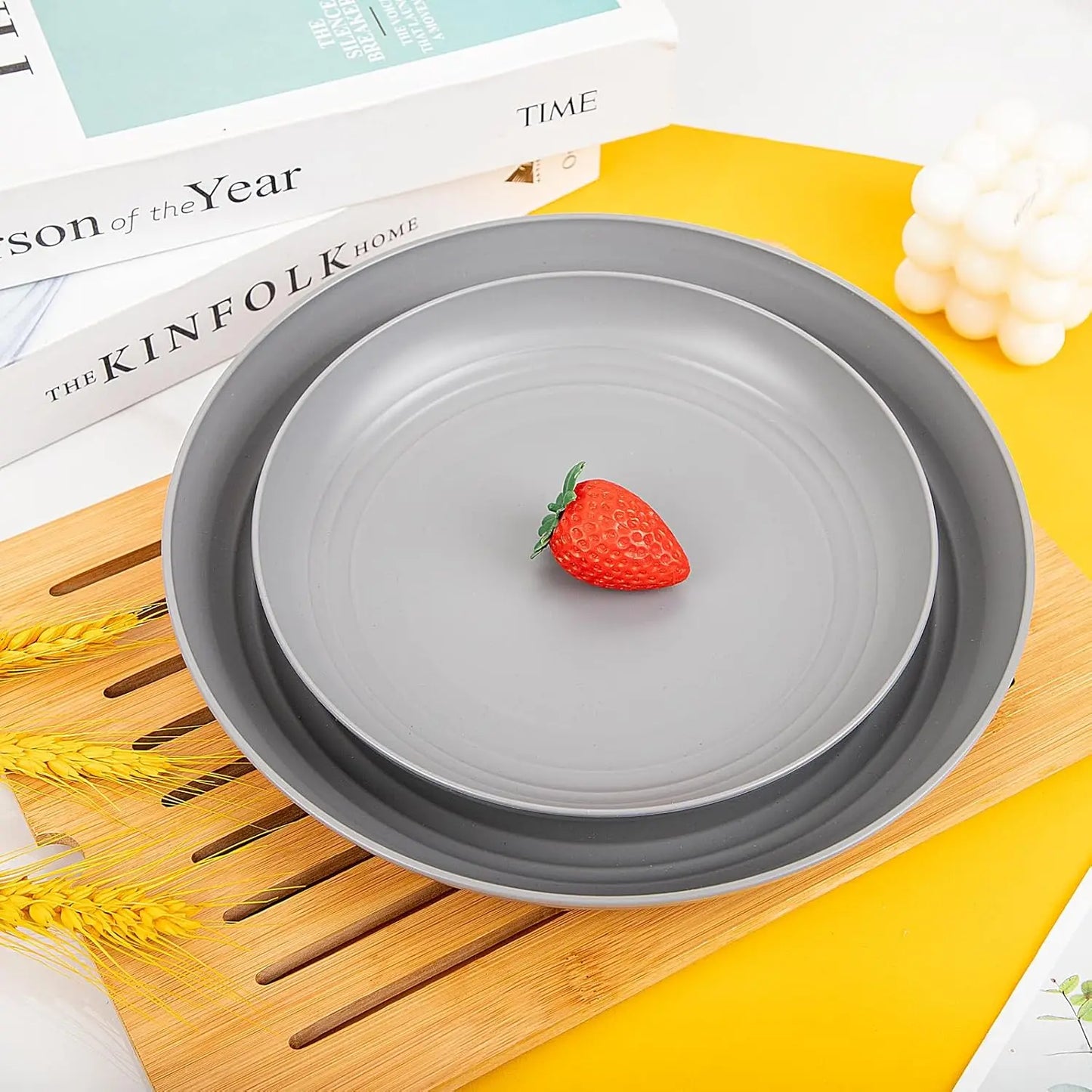 48 Pcs Grey Plastic Dinnerware Set for 12 Guests