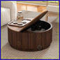 31.5" Round Coffee Table, Modern Fluted Base Wooden