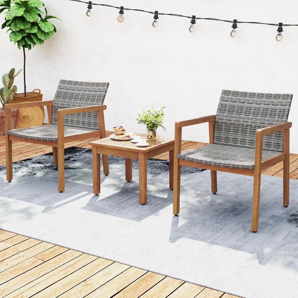 3 Pieces Patio Furniture Set, with Chairs & Coffee Table