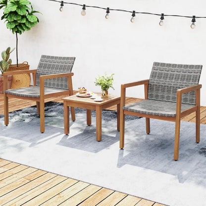3 Pieces Patio Furniture Set, with Chairs & Coffee Table