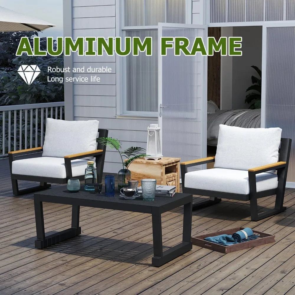 Aluminum Outdoor Furniture with Coffee Table,5 Seats Patio Furniture Set