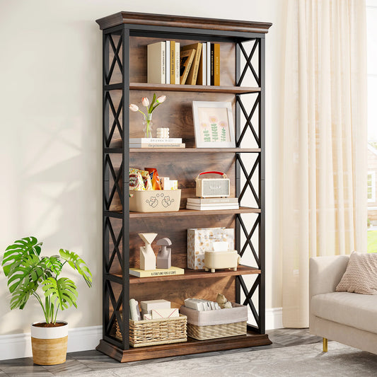 6-Tier Bookcase, 71 Inches, 5 Shelf Display Storage Shelves