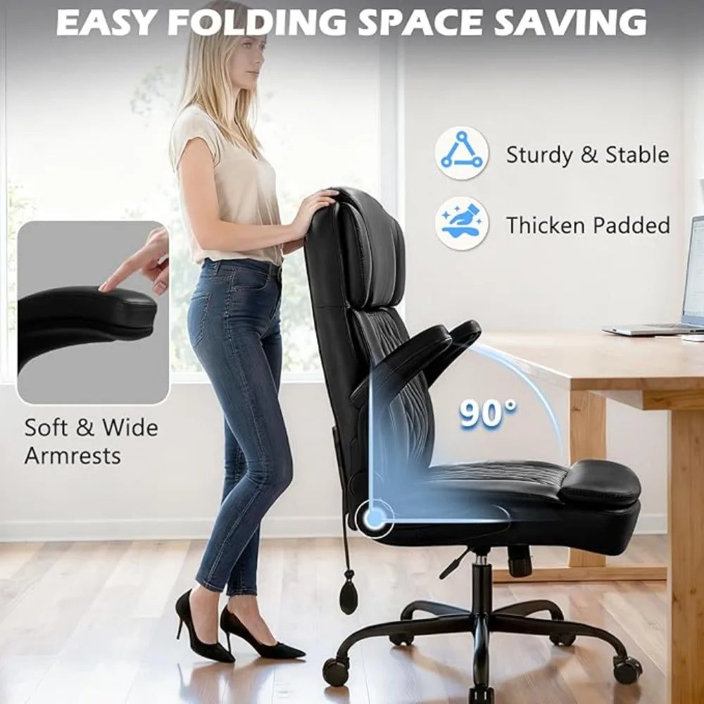 Heavy Duty, High Back Swivel Office Chair, Leather