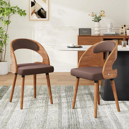 Modern Wood Dining Chairs Set of 4 Upholstered