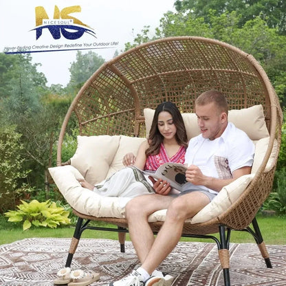 Lounge Chairs-Double Egg Chair Indoor Outdoor Stationary