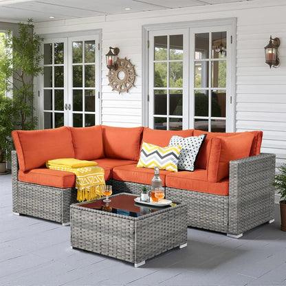 5 PCS Outdoor Patio Furniture Sets,Wicker