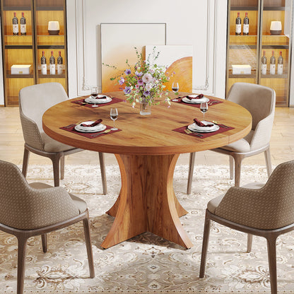 Round Dining Table for 4-6, 47.24-Inch Farmhouse Kitchen Table