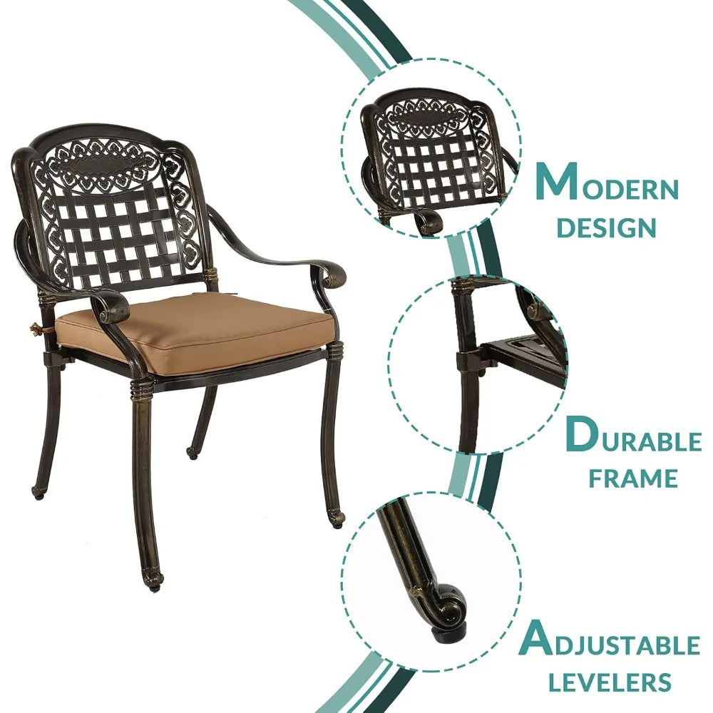 3 Piece Outdoor Patio Set, Cast Aluminum